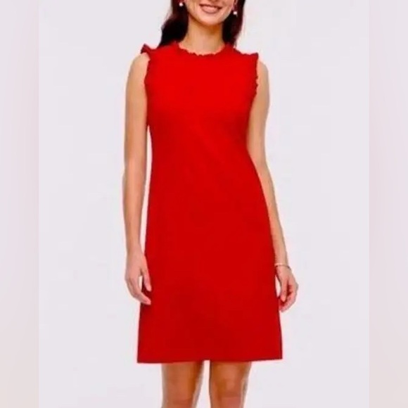 555 j crew bo460 Ruffleneck red suit dress size P6 - Picture 2 of 7